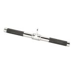 Straight chrome bar with black knurled polyurethane handles for cable exercises