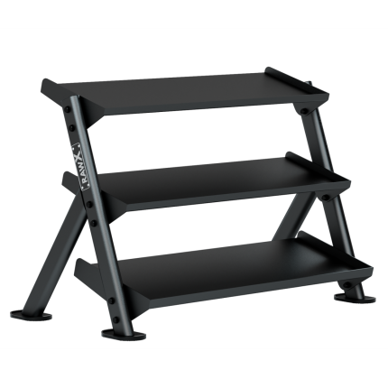 3 Tier dumbbell Rack with adjustable shelf for kettlebell storage