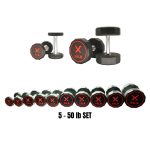 Premium quality 12 sided urethane dumbbells in 5-50lb set