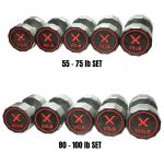 Premium quality 12 sided urethane dumbbells in 55-75lb set and 80-100lb set