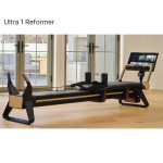 Connected pilates reformer with 24" touchscreen for multi-family, hospitality and home use