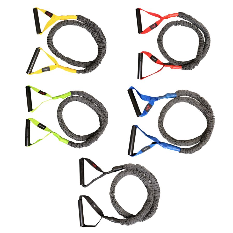 RawX Covered Toner Resistance bands with handles with nylon covers for safety