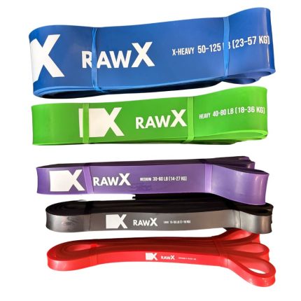Latex Resistance bands in 5 resistance increments ranging from 9 - 125 lbs for commercial fitness facilities