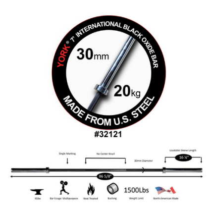 York Olympic Bar – Black Oxide – 1500 lbs